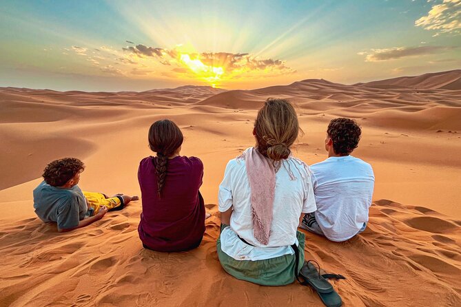 Dunes and camel caravan at Erg Chebbi