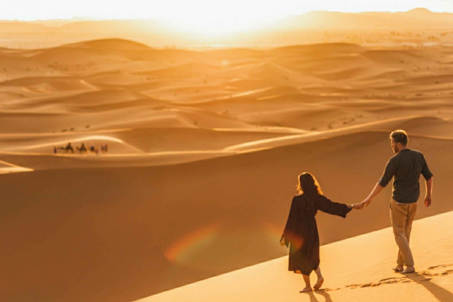 Erg Chebbi camel trek at sunset
