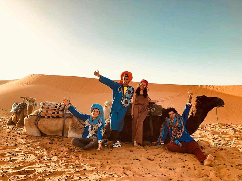 Erg Chebbi camel trek at sunset